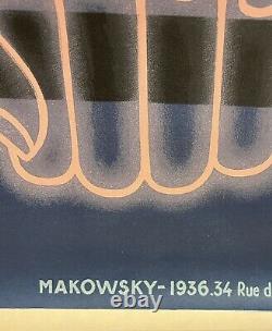 Ancienne affiche garage auto batterie DININ MAKOWSKY 1936
