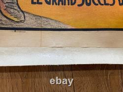 Ancienne affiche originale entoilée de théâtre l'enfant de la folle vers 1900