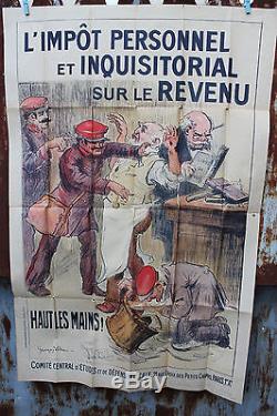 Ancienne affiche politique Georges Villa l'impot personnel et inquisitorial
