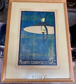 Ancienne affiche propagande circa 1917 Français économisez le gaz Ville de Paris