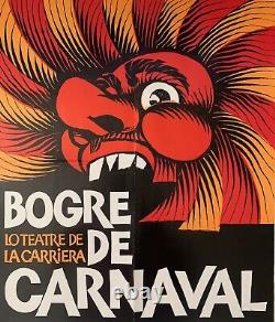 Ancienne affiche publicitaire Bogre de Carnaval Teatre de la Carrièra Très Rare