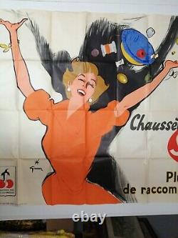 Ancienne affiche publicitaire Chaussettes Stemm de la Laine du Pingouin 160x120