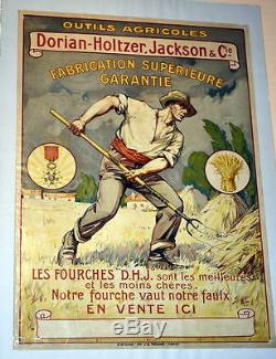 Ancienne affiche publicitaire Outils Agricoles Dorian-Holtzer Jackson&Cie poster