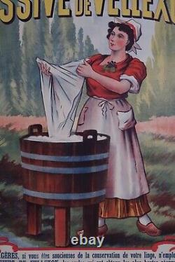 Ancienne affiche publicitaire ancienne Lessive du Vellexon Haute-Saône 1910