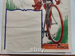Ancienne affiche publicitaire apéritif gentiane quina Bonal 1950 cycliste