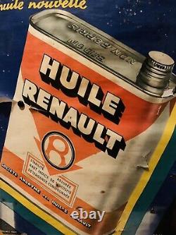 Ancienne affiche publicitaire huile Renault signé R. L Videcoq