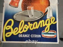 Ancienne affiche publicitaire orange citron Belorange 240x160 de Toni de 1950