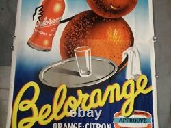 Ancienne affiche publicitaire orange citron Belorange 240x160 de Toni de 1950