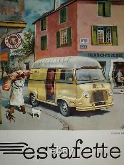 Ancienne affiche publicitaire signée Haeck Renault Estafette années 60