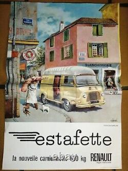 Ancienne affiche publicitaire signée Haeck Renault Estafette années 60