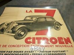 Ancienne authentique et rare affiche Citroen Traction avant 7cv de 1934