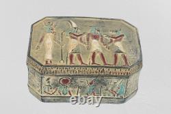 Ancienne boîte à bijoux égyptienne antique Anubis Ramses Horus Isis Egypte BC