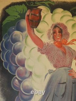 André GALLAND Vins de France, affichette cartonnée originale datée 1937