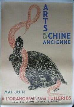 Arts de la Chine Ancienne Mourlot imp. Paris Affiche Expo 1937 Asie Poster China