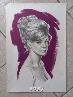 Aslan Lot De 5 Affiches / Posters Dessins Au Crayon Papier Sur Fond Couleur