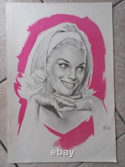 Aslan Lot De 5 Affiches / Posters Dessins Au Crayon Papier Sur Fond Couleur