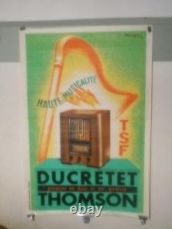 Autentique Affiche Ancienne Radio Ducretet Thomson