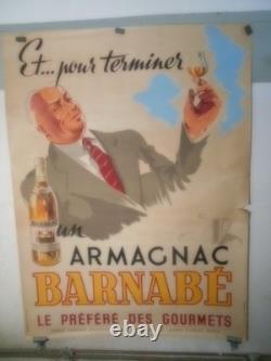 Authentique Affiche Ancienne Armagnac Barnabe