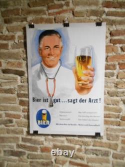 Authentique Affiche Ancienne Bier Is Gut. Sagt Der Arzt