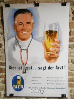 Authentique Affiche Ancienne Bier Is Gut. Sagt Der Arzt