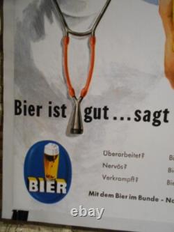 Authentique Affiche Ancienne Bier Is Gut. Sagt Der Arzt