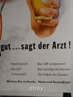 Authentique Affiche Ancienne Bier Is Gut. Sagt Der Arzt
