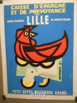 Authentique Affiche Ancienne Caisse D'epargne Et De Prevoyance A Lille