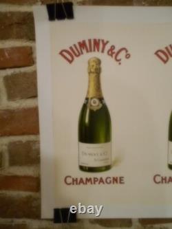 Authentique Affiche Ancienne Duminy Et Cie 3 Bouteille
