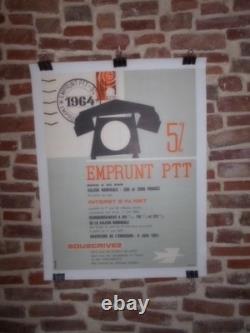 Authentique Affiche Ancienne Emprunt 5% Ptt 1964