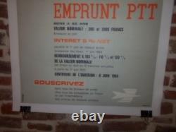 Authentique Affiche Ancienne Emprunt 5% Ptt 1964