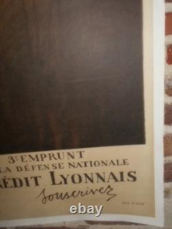 Authentique Affiche Ancienne Emprunt De La Defense Nationale Credit Lyonnais