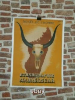 Authentique Affiche Ancienne Ethnographie De Madagascar