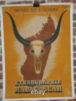 Authentique Affiche Ancienne Ethnographie De Madagascar