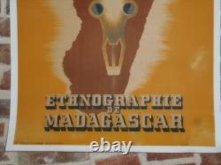 Authentique Affiche Ancienne Ethnographie De Madagascar