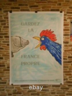 Authentique Affiche Ancienne Gardez La France Propre Par Raymond Savignac