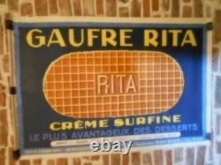Authentique Affiche Ancienne Gaufre Rita Creme Surfine