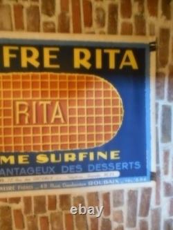 Authentique Affiche Ancienne Gaufre Rita Creme Surfine