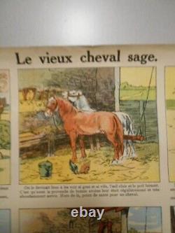 Authentique Affiche Ancienne Genre Agricole Le Vieux Cheval Sage