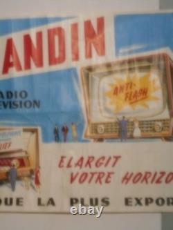 Authentique Affiche Ancienne Grandin Radio Television