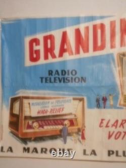 Authentique Affiche Ancienne Grandin Radio Television