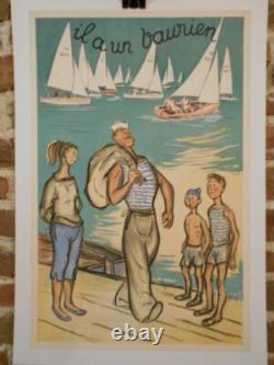 Authentique Affiche Ancienne IL A Un Vaurien
