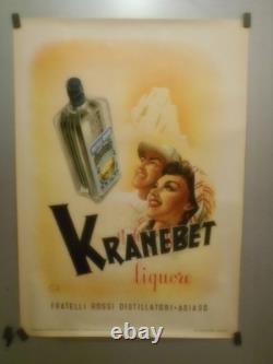 Authentique Affiche Ancienne Italienne Kranebet Liquore