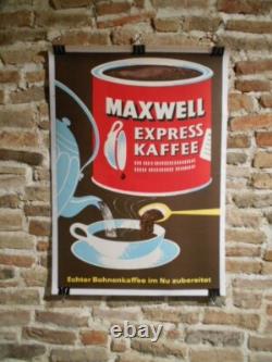 Authentique Affiche Ancienne Mawwell Express Kaffee