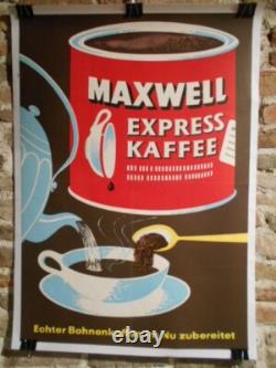 Authentique Affiche Ancienne Mawwell Express Kaffee