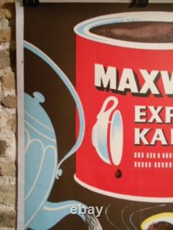 Authentique Affiche Ancienne Mawwell Express Kaffee