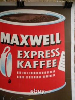 Authentique Affiche Ancienne Mawwell Express Kaffee