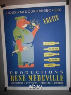 Authentique Affiche Ancienne Oenologie Productions Rene Medeville