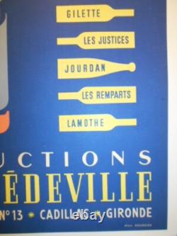 Authentique Affiche Ancienne Oenologie Productions Rene Medeville