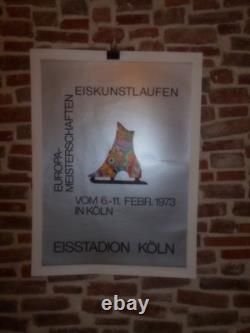 Authentique Affiche Ancienne Patinage Artistique A Cologne En 1973