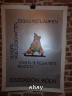 Authentique Affiche Ancienne Patinage Artistique A Cologne En 1973